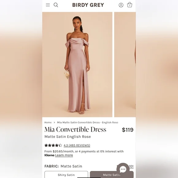 Birdy Grey Mia Dress In Matte Satin English Rose - Picture 11 of 11